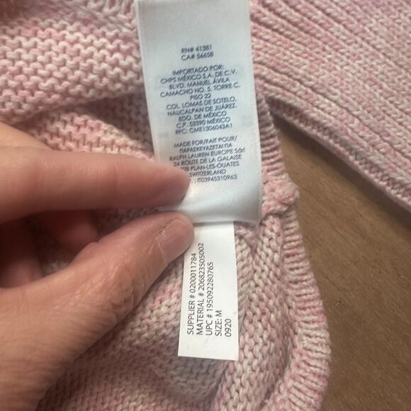 Chaps Women’s M Sweater Pink Cable Knit Cotton Blend Fall Winter Layering - Picture 5 of 6